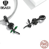 Vintage Rose Pistol Pendant Charm Sterling Silver DIY Bracelets