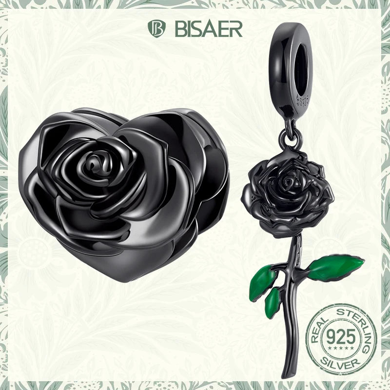 925 Silver Vintage Rose Charm Pendant Bead