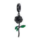 925 Silver Vintage Rose Charm Pendant Bead