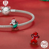 925 Silver Christmas Snowman Charm Cat Santa Claus Bead Bracelet DIY Jewelry