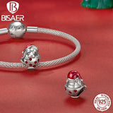 925 Silver Christmas Snowman Charm Cat Santa Claus Bead Bracelet DIY Jewelry
