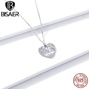 925 Sterling Silver Tree of Life Heart Pendant Necklace for Women