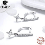 925 Silver Clear Geometric CZ Stud Earrings For Women Earrings Brincos