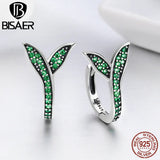 925 Silver Clip Earrings CZ Green Spring Flower Buds for Women Party Wedding