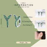 925 Silver Clip Earrings CZ Green Spring Flower Buds for Women Party Wedding