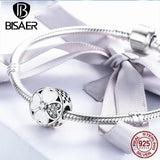 925 Silver Clover Grass Charm Safety Chain Pendant Platinum Fit Bracelet