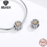 925 Silver Clover Grass Charm Safety Chain Pendant Platinum Fit Bracelet