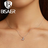 925 Silver Butterfly Necklace with Colored Zircon Platinum Plating