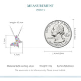 925 Silver Butterfly Necklace with Colored Zircon Platinum Plating
