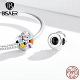 925 Silver Enamel Charms Shark Pony Beads Bracelet DIY Jewelry ECC1918