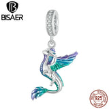 925 Silver Colorful Dragon Charm Bead Enamel Plated Bracelet Jewelry