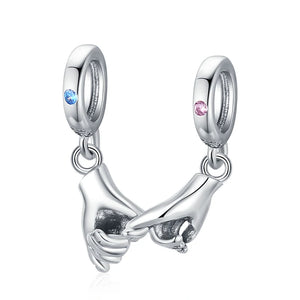 925 Sterling Silver Family Charm Interlocking Finger Pendant