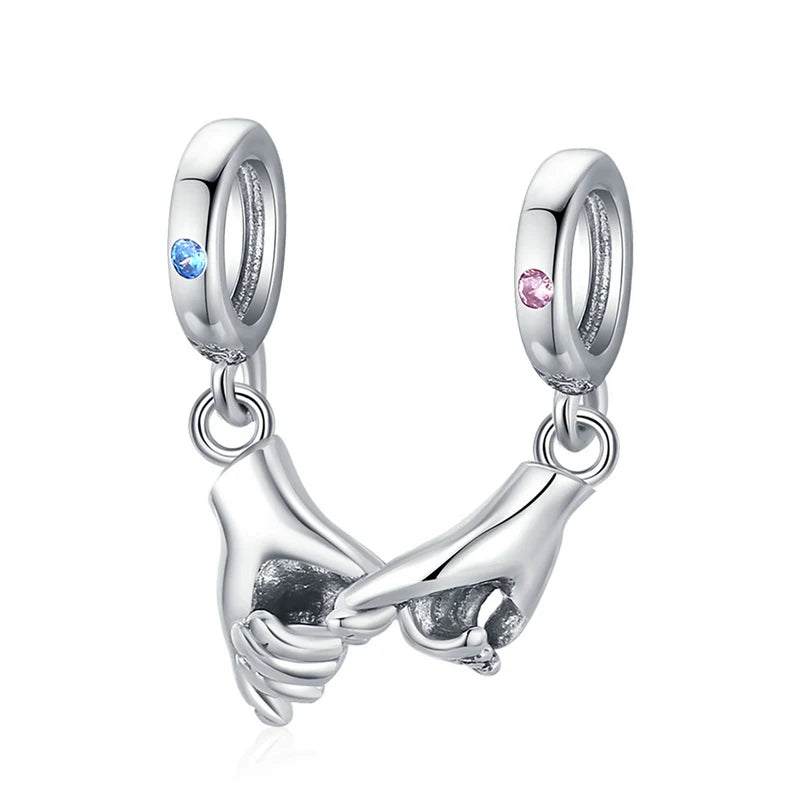 925 Sterling Silver Family Charm Interlocking Finger Pendant