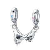 925 Sterling Silver Family Charm Interlocking Finger Pendant