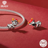925 Silver Elk Charm Glow Christmas Bead DIY Bracelet Jewelry