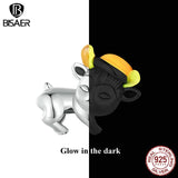 925 Silver Elk Charm Glow Christmas Bead DIY Bracelet Jewelry