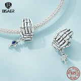 925 Silver Paw Charm Bead Zircons Pendant Platinum For Women Bracelet