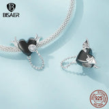925 Silver Paw Charm Bead Zircons Pendant Platinum For Women Bracelet