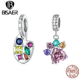 925 Sterling Silver Paw Charm Bead Colorful Zircons Palette Pendant