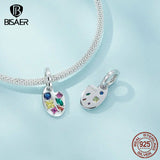 925 Sterling Silver Paw Charm Bead Colorful Zircons Palette Pendant