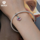 925 Sterling Silver Paw Charm Bead Colorful Zircons Palette Pendant