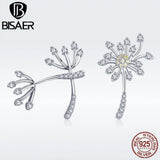 925 Silver Daisy Flower Dandelion Stud Earrings with Cubic Zircon