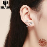 925 Silver Daisy Flower Dandelion Stud Earrings with Cubic Zircon