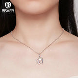 925 Silver Unicorn Necklace Platinum Zircon Heart Pendant