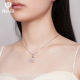 925 Silver Unicorn Necklace Platinum Zircon Heart Pendant