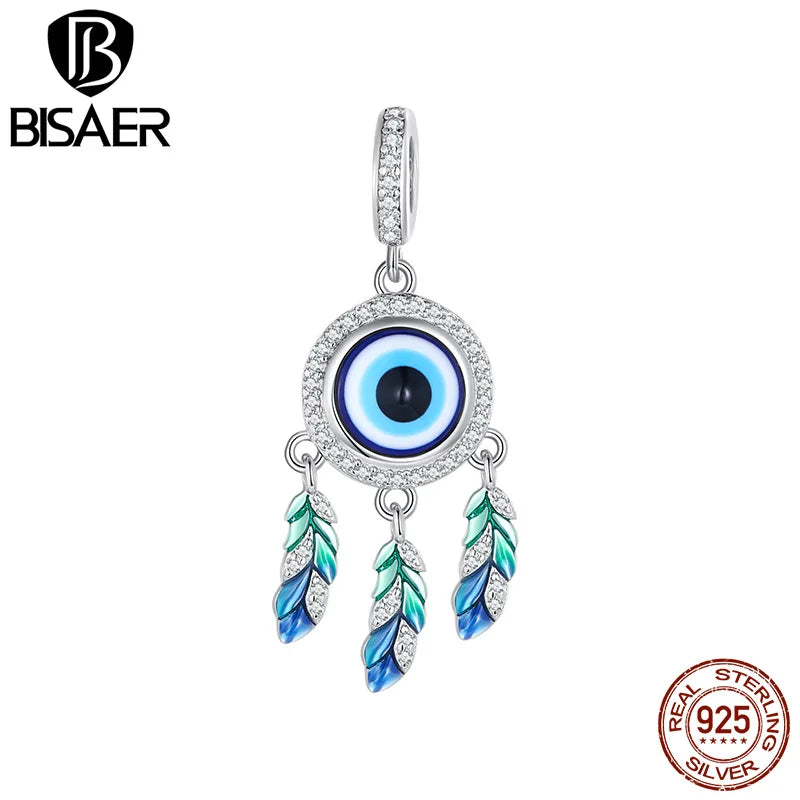 925 Silver Devil's Eye Charm Bead Blue Pendant