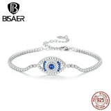925 Silver Devil's Eye Tennis Bracelet Evil Eyes Bangles Zircon Chain