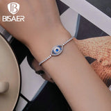 925 Silver Devil's Eye Tennis Bracelet Evil Eyes Bangles Zircon Chain