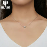 925 Silver Devil's Eyes Necklace Zircon Platinum Plated for Women ECN484