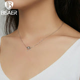 925 Silver Devil's Eyes Necklace Zircon Platinum Plated for Women ECN484