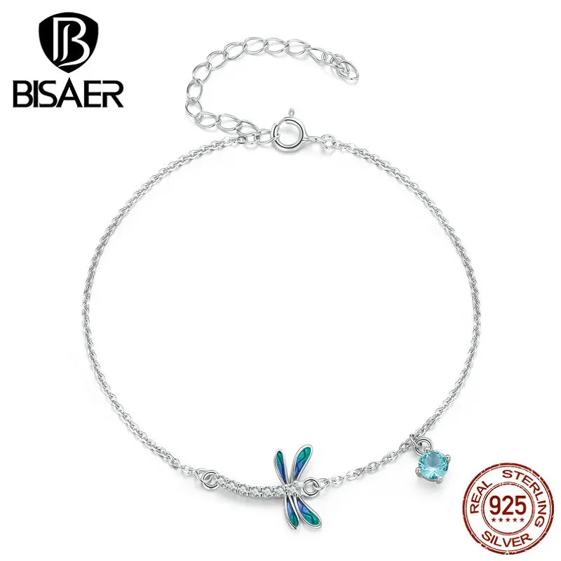 925 Silver Dragonfly Bracelet Zircon Chain Women Jewelry Gift