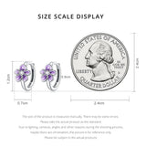 925 Silver Purple Flower Ear Buckles for Women Earrings