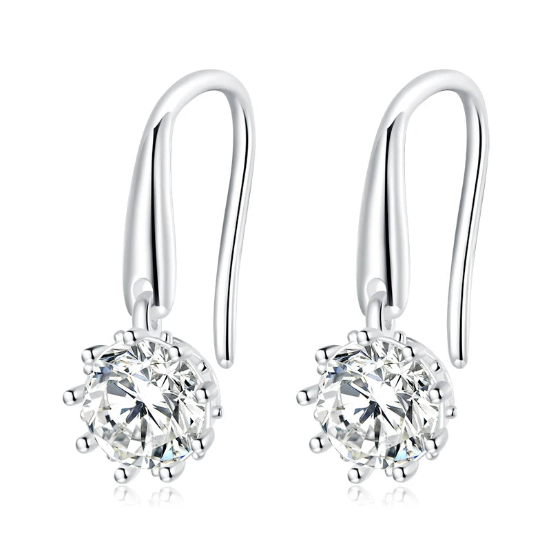 925 Silver Vintage Hook Earrings Platinum Plated