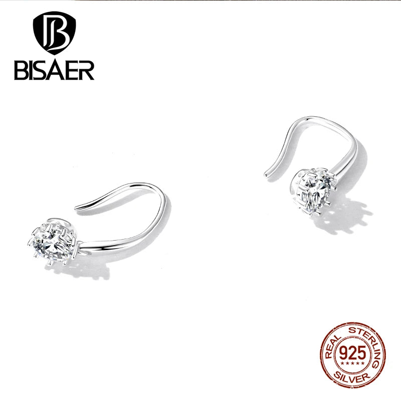 925 Silver Vintage Hook Earrings Platinum Plated