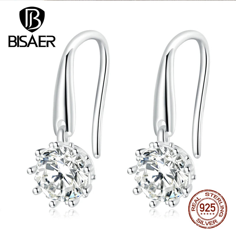 925 Silver Vintage Hook Earrings Platinum Plated
