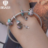 925 Silver Easter Egg Charm Bead Rabbit Pendant for Women