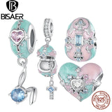 925 Silver Easter Egg Charm Bead Rabbit Pendant for Women