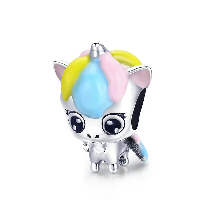 925 Silver Enamel Charms Animal Food Easter Egg Beads for Bracelet ECC1606