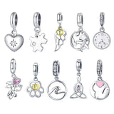 925 Silver Plane Heart Wings Pendant Jewelry