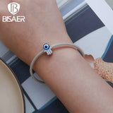 925 Silver Fatima's Hand Devil's Eye Charm Bead Vintage Bracelet DIY