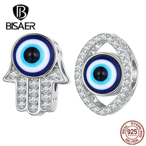 925 Silver Fatima's Hand Devil's Eye Charm Bead Vintage Bracelet DIY