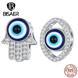 925 Silver Fatima's Hand Devil's Eye Charm Bead Vintage Bracelet DIY
