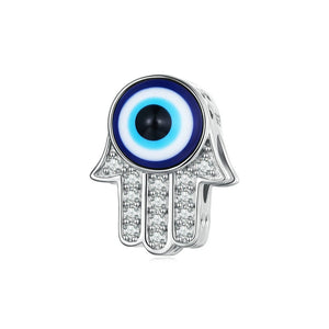 925 Silver Fatima's Hand Devil's Eye Charm Bead Vintage Bracelet DIY