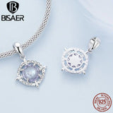 925 Silver Fleur-de-lis Bead Zircon Pendant Crystal Peach Charm Ocean Style