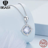 925 Silver Fleur-de-lis Bead Zircon Pendant Crystal Peach Charm Ocean Style