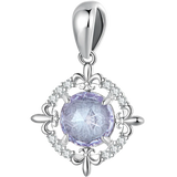 925 Silver Fleur-de-lis Bead Zircon Pendant Crystal Peach Charm Ocean Style